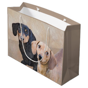 Sacola Para Presentes Grande Pintura de Dachshund (Suave) - Arte Original de C