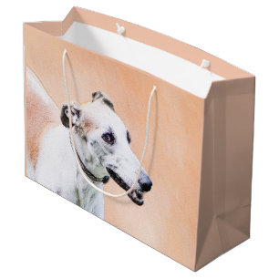 Sacola Para Presentes Grande Pintura de Greyhound - Arte de Cachorro Original