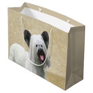 Sacola Para Presentes Grande Pintura de Skye Terrier - Arte Cão Original Bonit