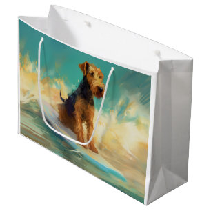 Sacola Para Presentes Grande Pintura de Surf da Praia de Airedale