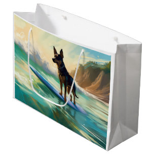 Sacola Para Presentes Grande Pintura de Surf na Praia do Kelpie Australiano