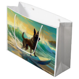 Sacola Para Presentes Grande Pintura de surfe em Malinoi, na Bélgica