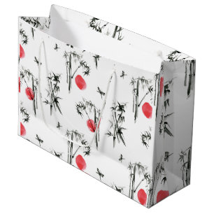 Sacola Para Presentes Grande Pintura de tinta japonesa Sumi-e