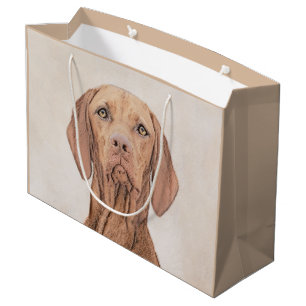 Sacola Para Presentes Grande Pintura de Vizsla - Arte Cão Original Bonita