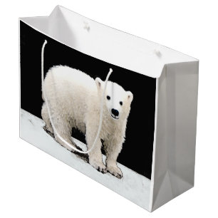 Sacola Para Presentes Grande Pintura do Cubo do Urso Polar - Arte Original da V