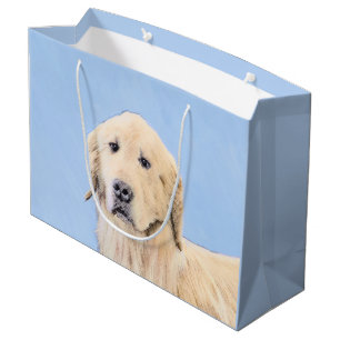 Sacola Para Presentes Grande Pintura do ouro Retriever - Arte Cachorra Original
