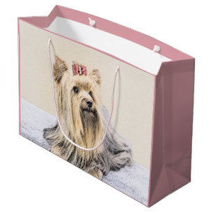Sacola Para Presentes Grande Pintura do yorkshire terrier - arte original