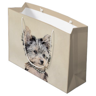 Sacola Para Presentes Grande Pintura do yorkshire terrier - arte original