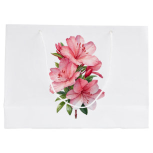 Sacola Para Presentes Grande Pintura em aquarela de flor de azálea