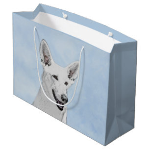 Sacola Para Presentes Grande Pintura em Pastor Branco - Arte de Cachorro Origin