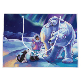 Sacola Para Presentes Grande Pintura Polar Pals