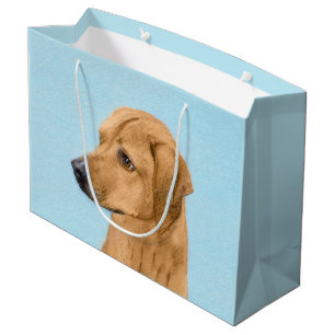Sacola Para Presentes Grande Pintura Ridgeback da Rodésia - Arte Cachorra Origi