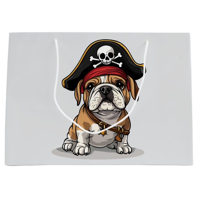 Sacola Para Presentes Grande Pirata Inglesa Crânio Crossbones (Frente)