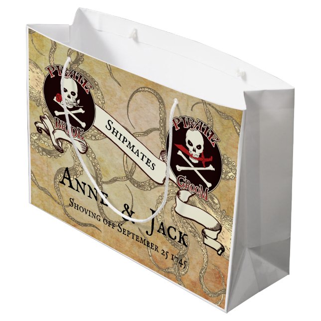 Sacola Para Presentes Grande Pirate Wedding (Verso inclinado)