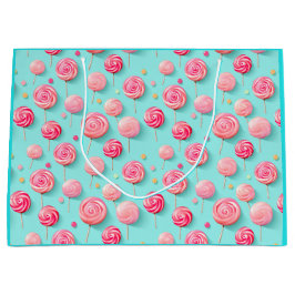 Sacola Para Presentes Grande Pirulitos Cor-de-Rosa e Azul Divertidos Rua das Ba