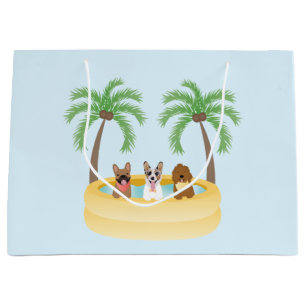 Sacola Para Presentes Grande Piscina de Natação dos Cães de Verão