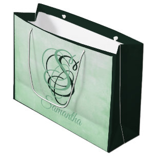 Sacola Para Presentes Grande Pistachio na moda verde escuro Personalizado