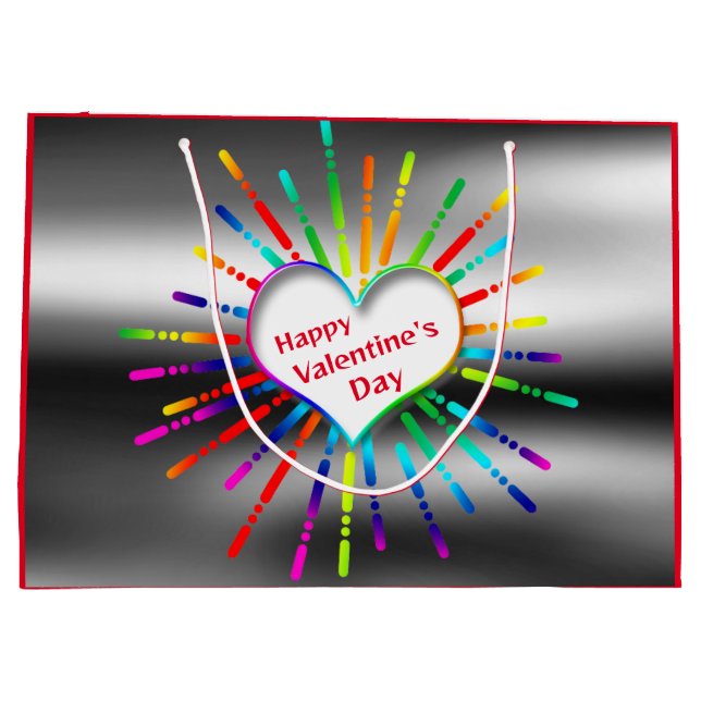 Sacola Para Presentes Grande Placa de coração do relâmpago (Verso)