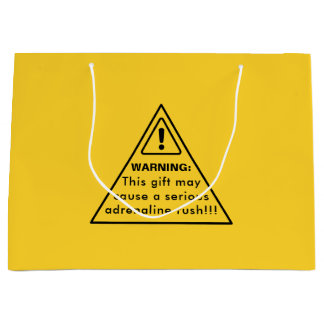 Sacola Para Presentes Grande Placa de Cuidado Amarelo de Festa Engraçada