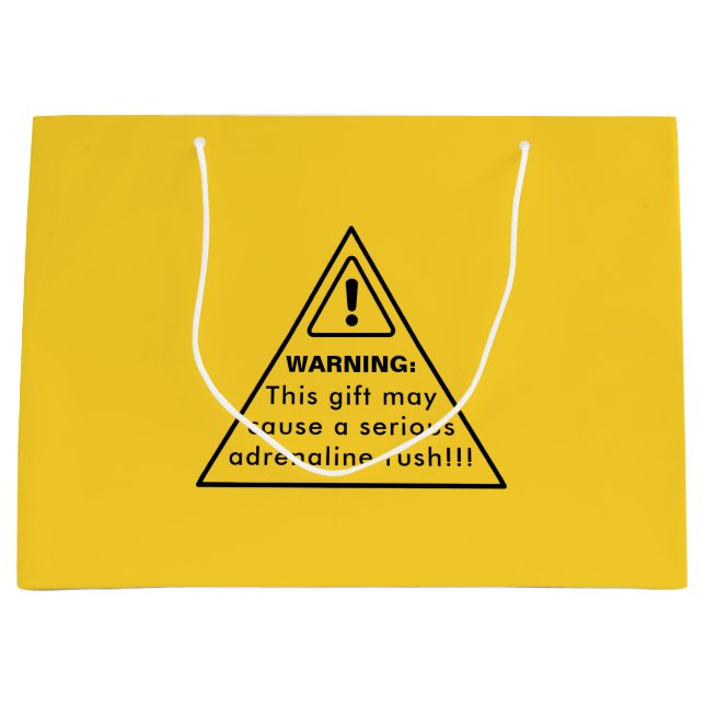 Sacola Para Presentes Grande Placa de Cuidado Amarelo de Festa Engraçada (Frente)