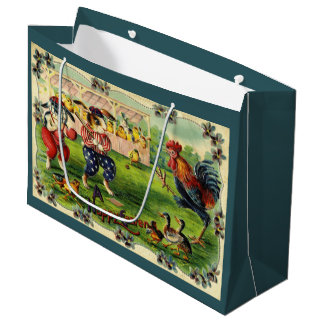 Sacola Para Presentes Grande Placa de Saudação de Baseball em Coelho de Páscoa