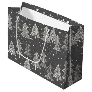 Sacola Para Presentes Grande Placas Alcalinas Manuscritas Árvores de Natal Nas