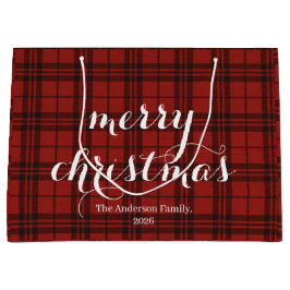 Sacola Para Presentes Grande Plaid Clássico Feliz Natal Festivo -