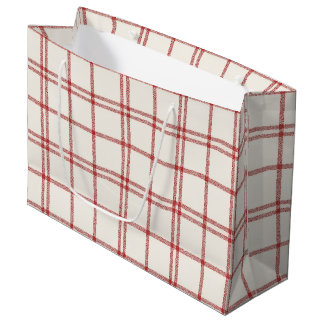 Sacola Para Presentes Grande Plaid de Natal de Neve Vermelha