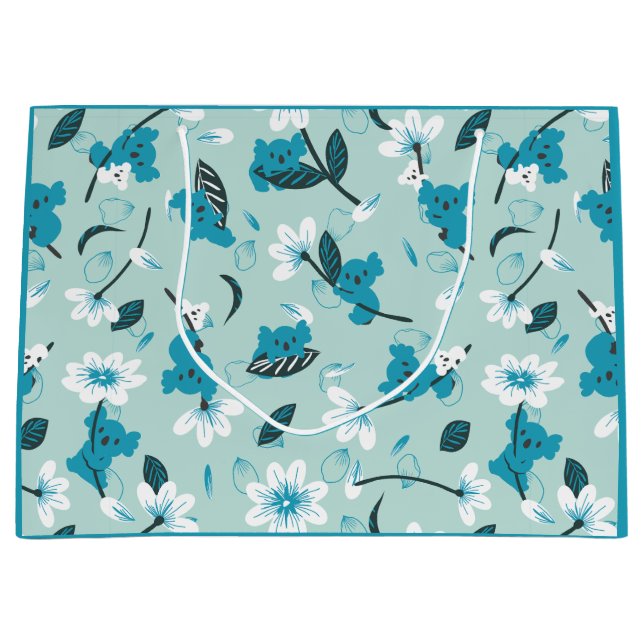 Sacola Para Presentes Grande Playful Koala Pattern Cute Animal e Nature Art (Frente)