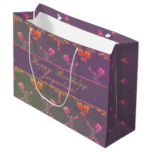 Sacola Para Presentes Grande Plum Rosa Hearts Birthday/Dia de as mães Gift Bag