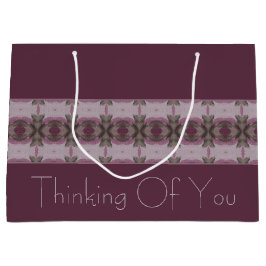 Sacola Para Presentes Grande Pluma Escura Com Rosa E Verde