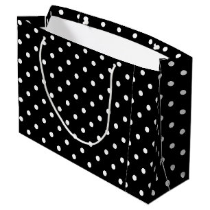 Sacola Para Presentes Grande Polkadots preto e branco clássicos