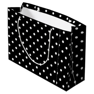 Sacola Para Presentes Grande Polkadots preto e branco clássicos