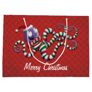 Sacola Para Presentes Grande Polvos de Natal com listras
