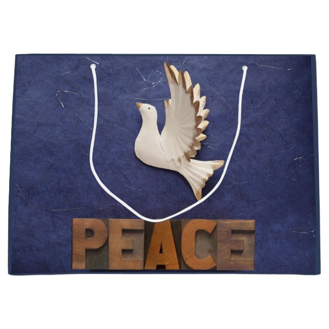 Sacola Para Presentes Grande Pomba da paz (Frente)