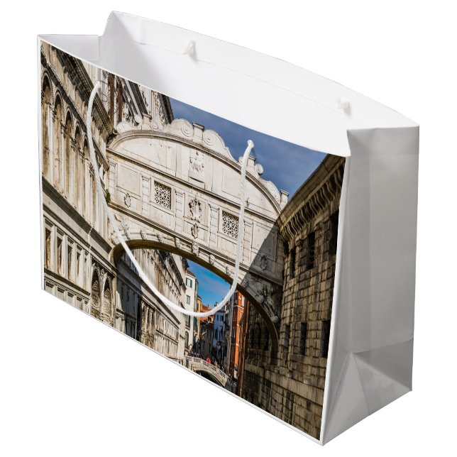Sacola Para Presentes Grande Ponte de Luz, Veneza, Itália (Verso inclinado)