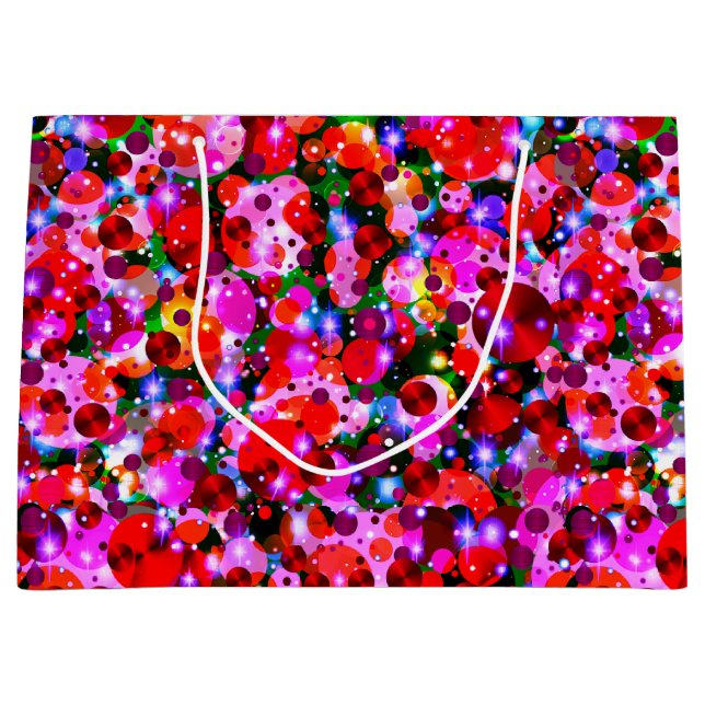 Sacola Para Presentes Grande Pontos de Celebração - Cores de 3 Frutas- (Frente)