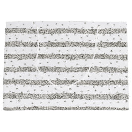 Sacola Para Presentes Grande Pontos de distribuição de brilho de prata