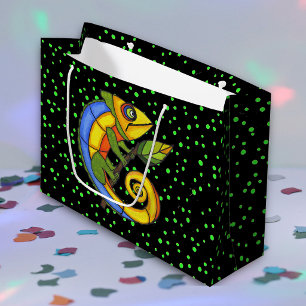 Sacola Para Presentes Grande Pontos de Ramificação de Lagarto Divertido Colorid