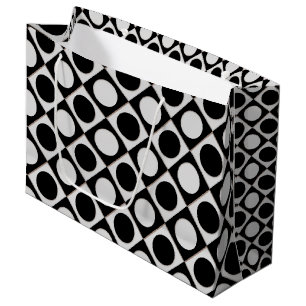 Sacola Para Presentes Grande Pontos & quadrados / branco preto + suas ideias