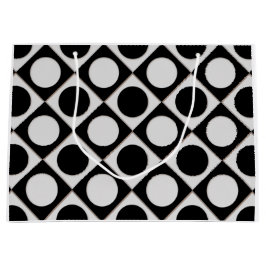 Sacola Para Presentes Grande Pontos & quadrados / branco preto + suas ideias