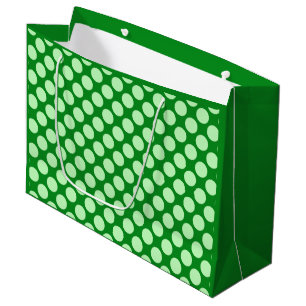 Sacola Para Presentes Grande Pontos retrô grandes - verde menta e esmeralda