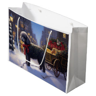 Sacola Para Presentes Grande Poodle Christmas Fesason