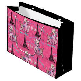 Sacola Para Presentes Grande Poodle glamourosa em Paris