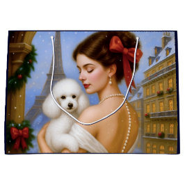 Sacola Para Presentes Grande Poodle Holiday 