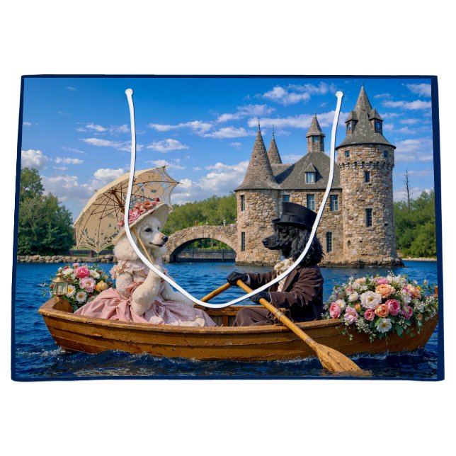 Sacola Para Presentes Grande Poodle Valentine’s Day  (Frente)