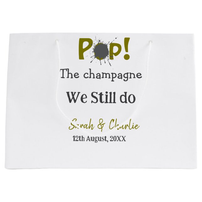 Sacola Para Presentes Grande Pop, o champanhe... ainda fazemos o nome de casal  (Frente)