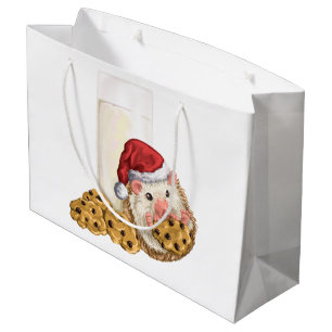 Sacola Para Presentes Grande Porco do biscoito do Natal