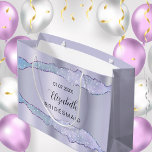 Sacola Para Presentes Grande Porta-vozes violeta<br><div class="desc">Fundo de cor violeta e lavanda. Personalize e adicione o nome da madrinha. O nome é escrito com um moderno estilo escrito à mão.</div>
