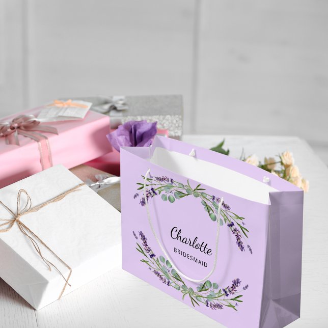 Sacola Para Presentes Grande Porta-vozes violeta das flores de lavanda (Criador carregado)